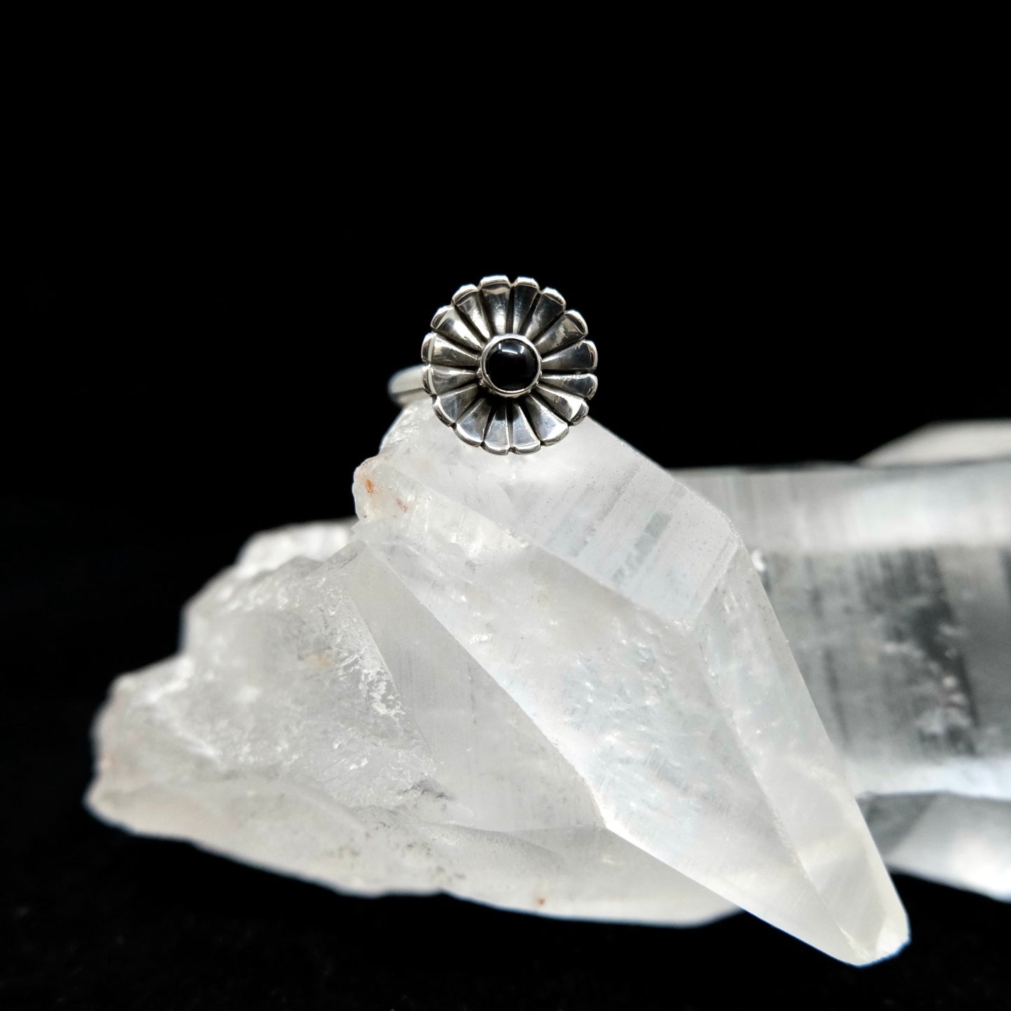 Daisy Ring with Black Onyx {7.5}