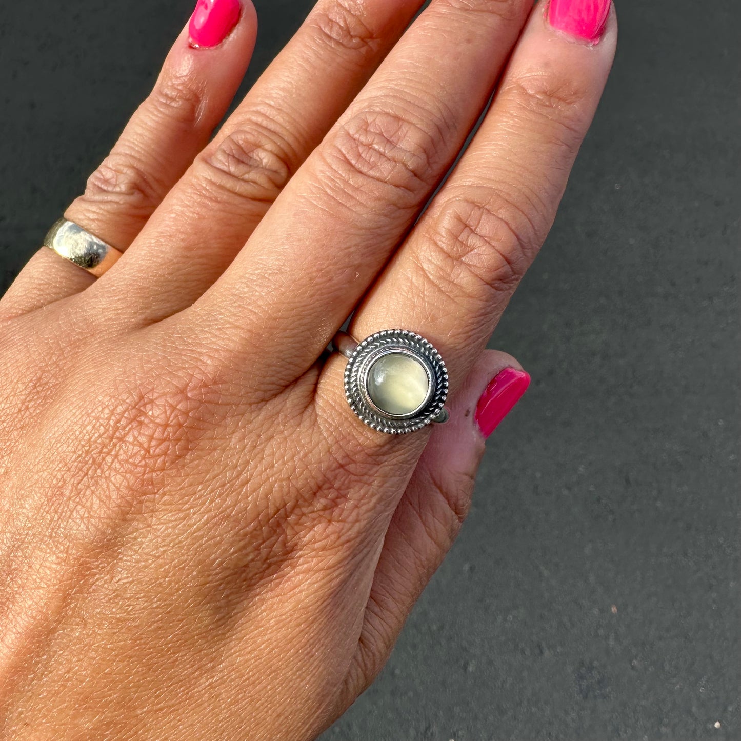 Grey Moonstone Ring {8.5}