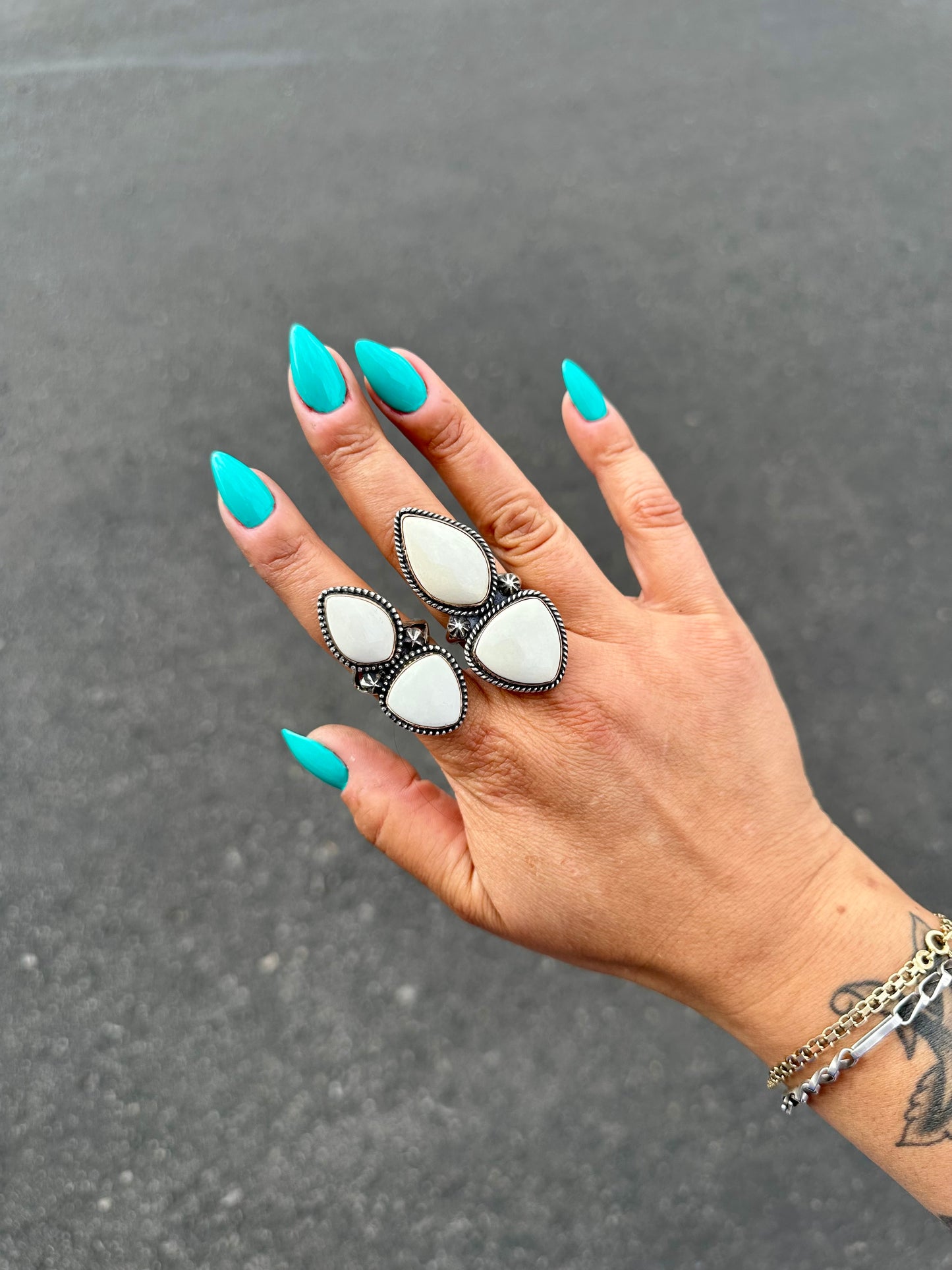 Ivory Creek Variscite Two Stone Statement Rings