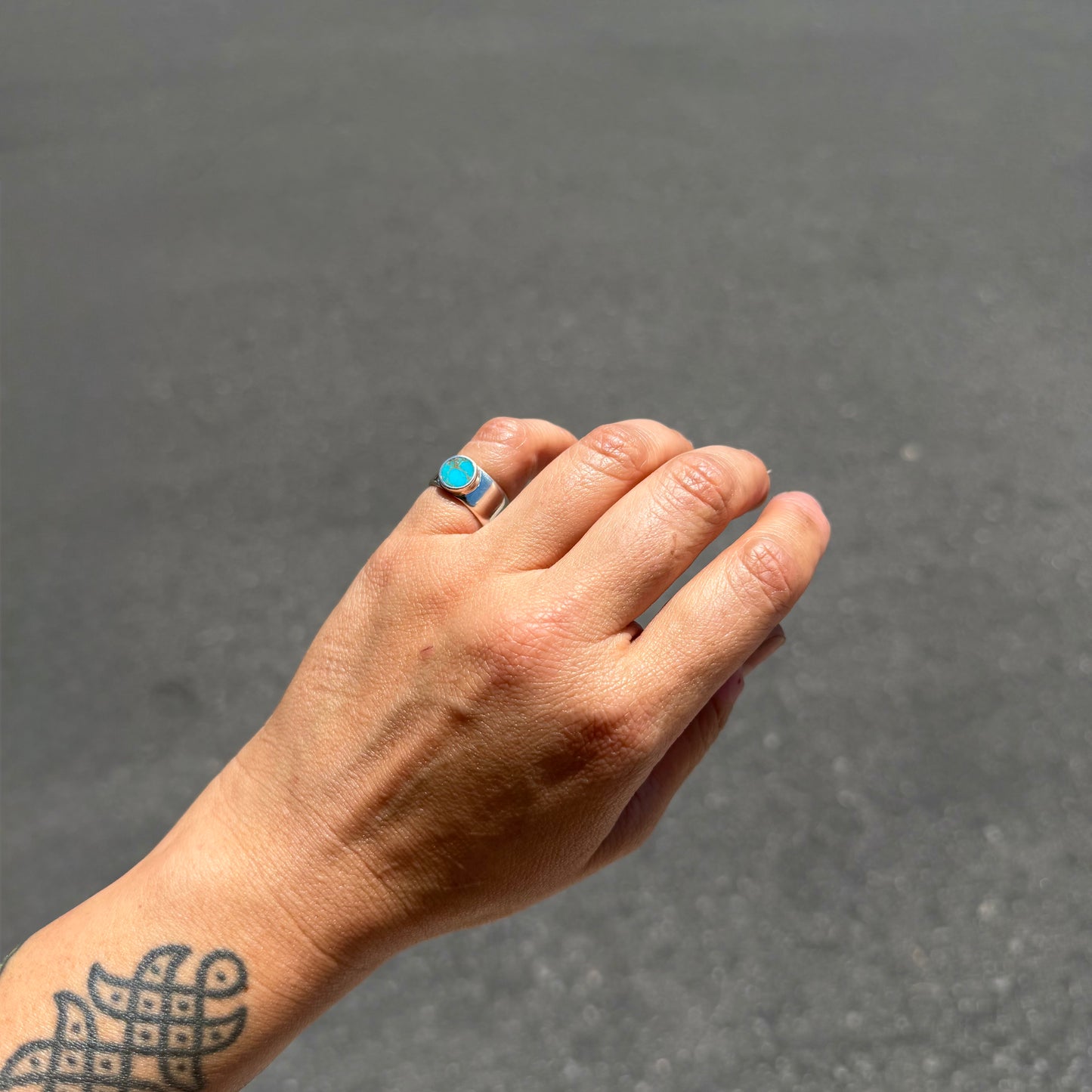 Turquoise Wide Band Ring {4}