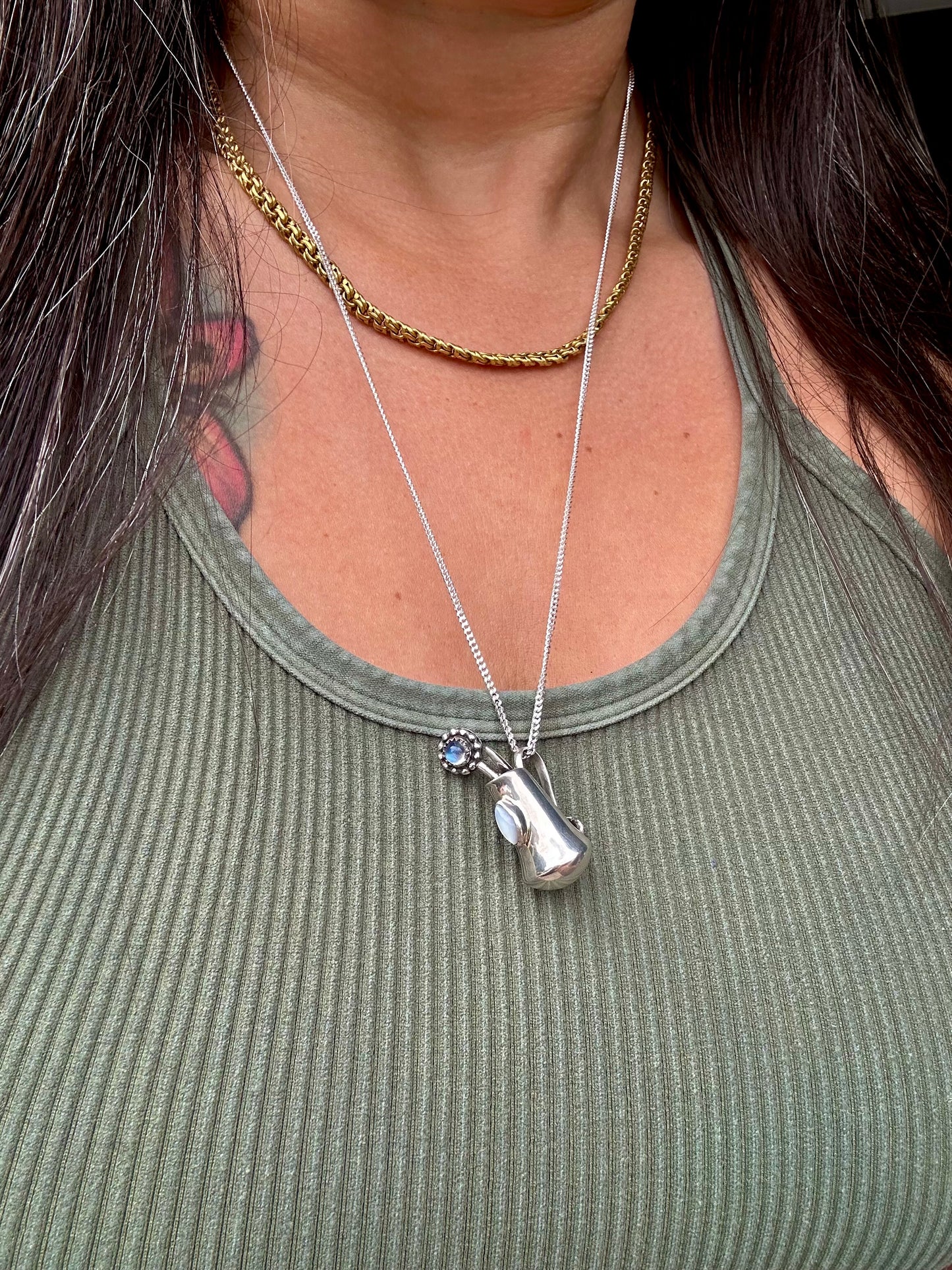 Pitcher and Flower Necklace