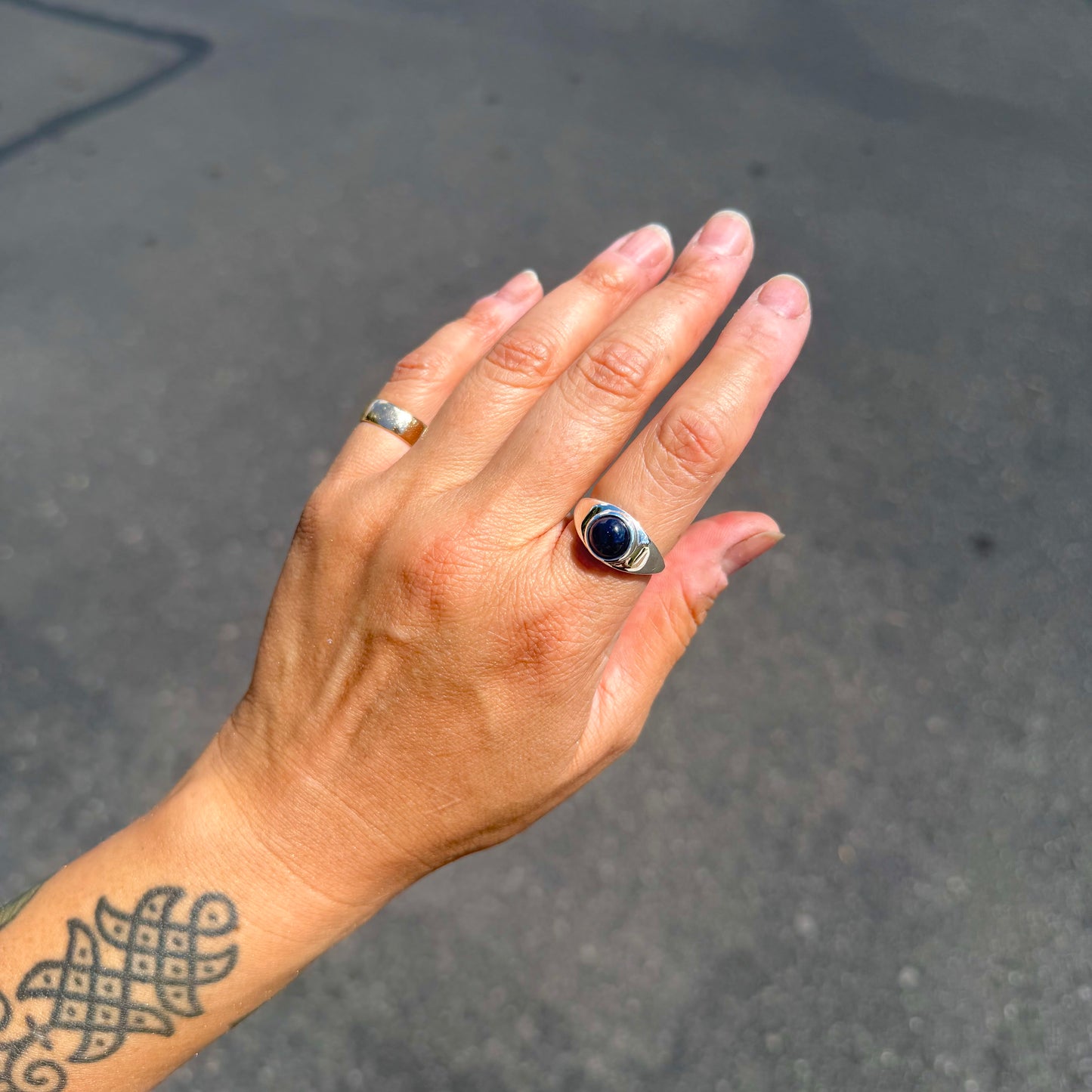 Blue Sapphire Signet Ring {8}