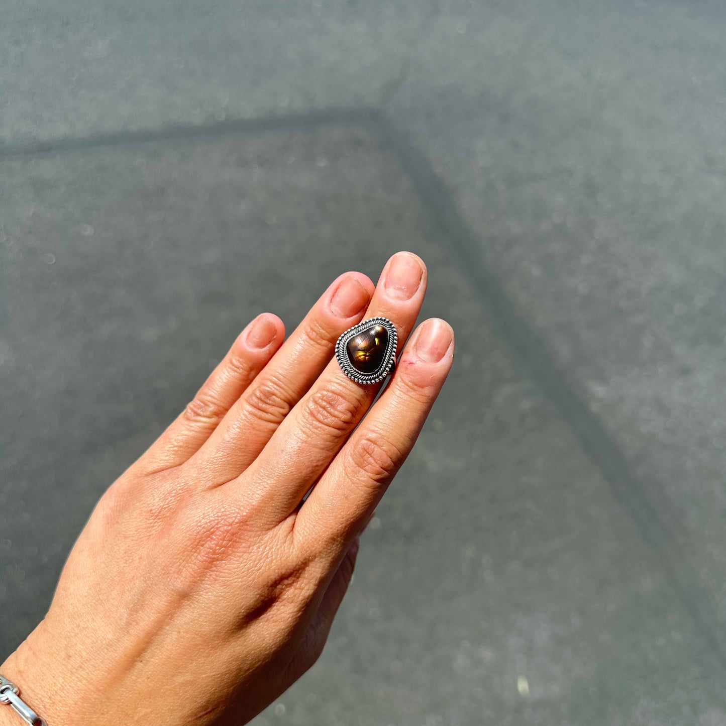 Mexican Fire Agate Ring {6}
