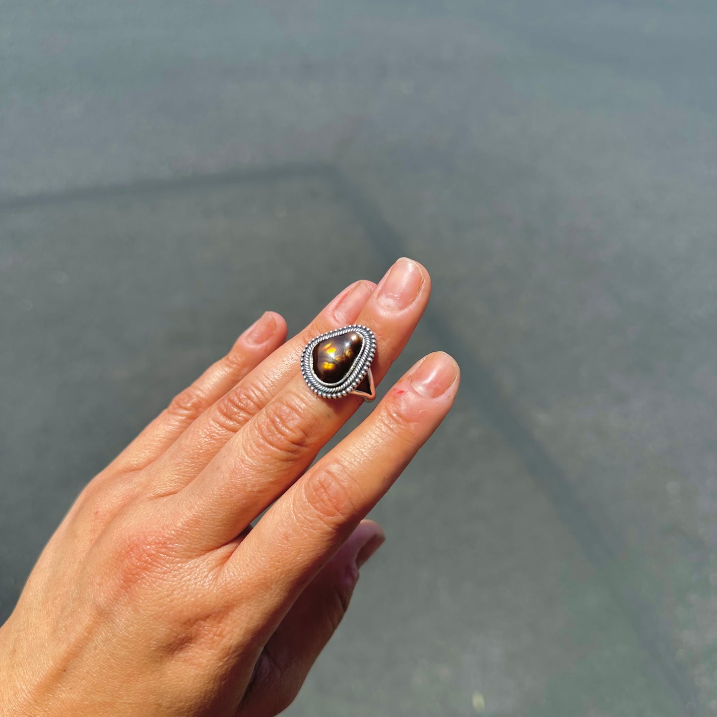 Mexican Fire Agate Ring {6}