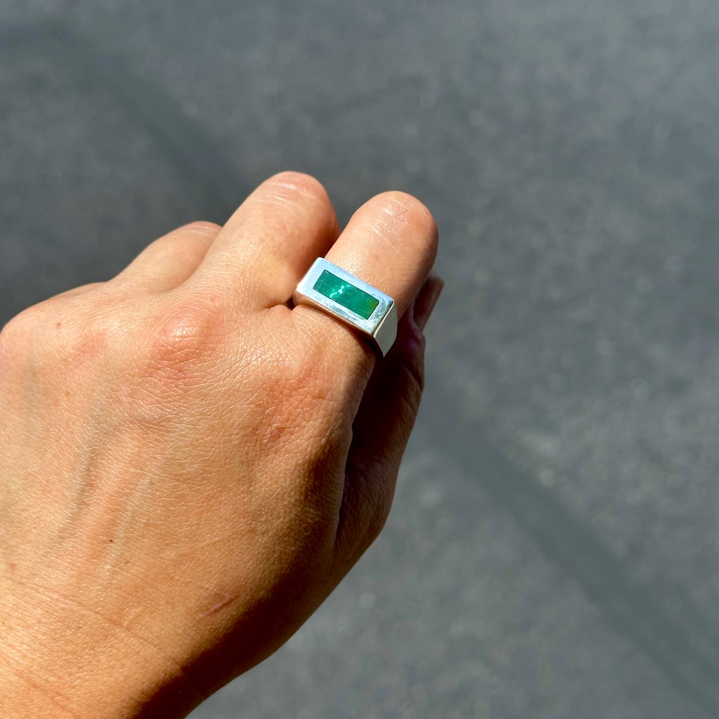 Rectangle Signet with Hardy Pit Turquoise {9}