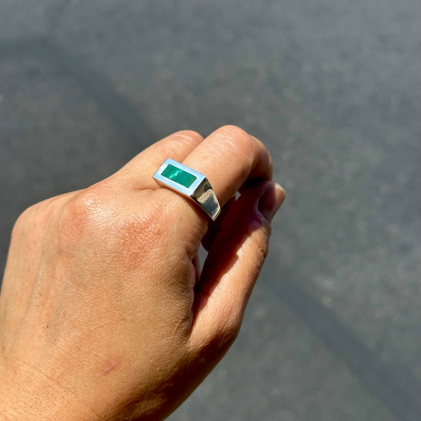 Rectangle Signet with Hardy Pit Turquoise {9}