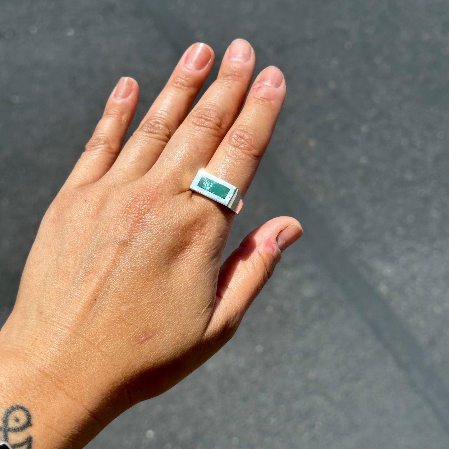 Rectangle Signet with Hardy Pit Turquoise {9}