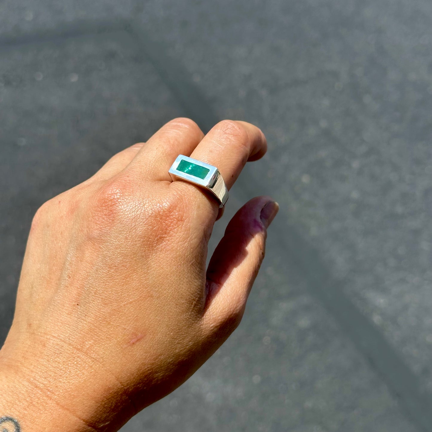 Rectangle Signet with Hardy Pit Turquoise {9}