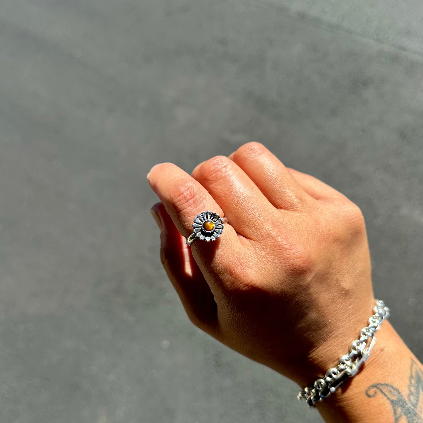 Mini Daisy Ring with Tiger's Eye {7}