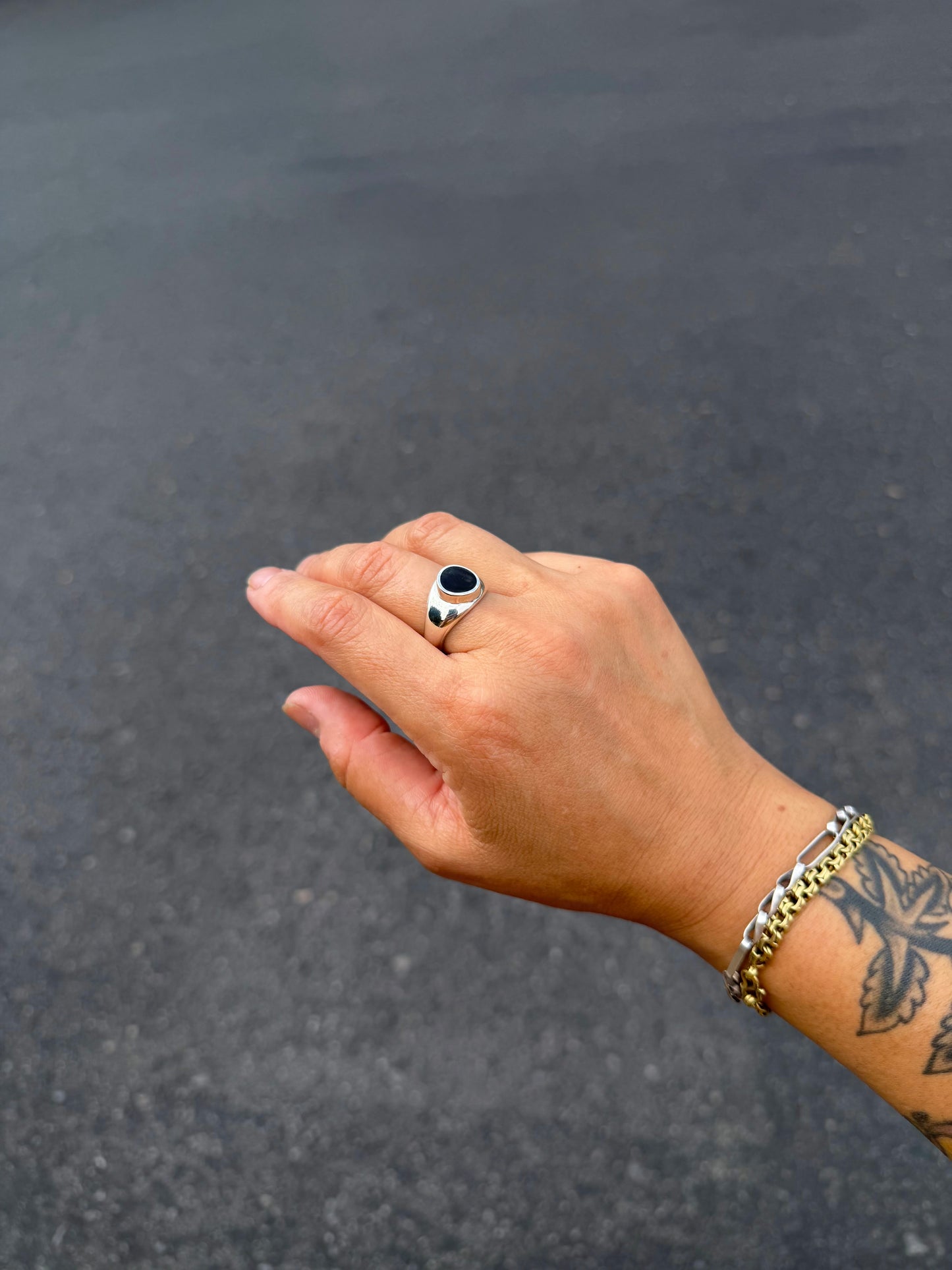 Onyx Free Form Signet Ring {8}