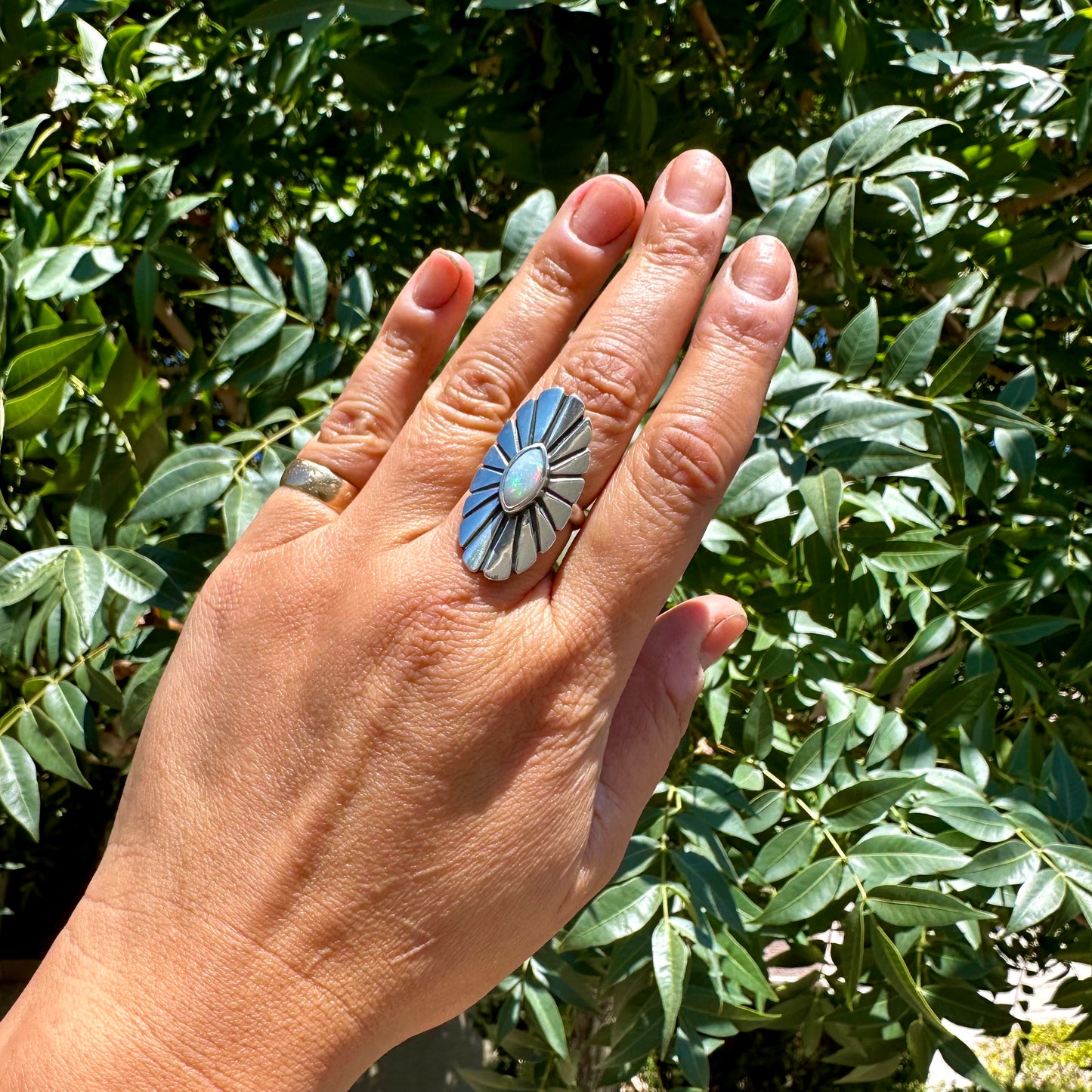 Australian Opal Concho Ring {8}