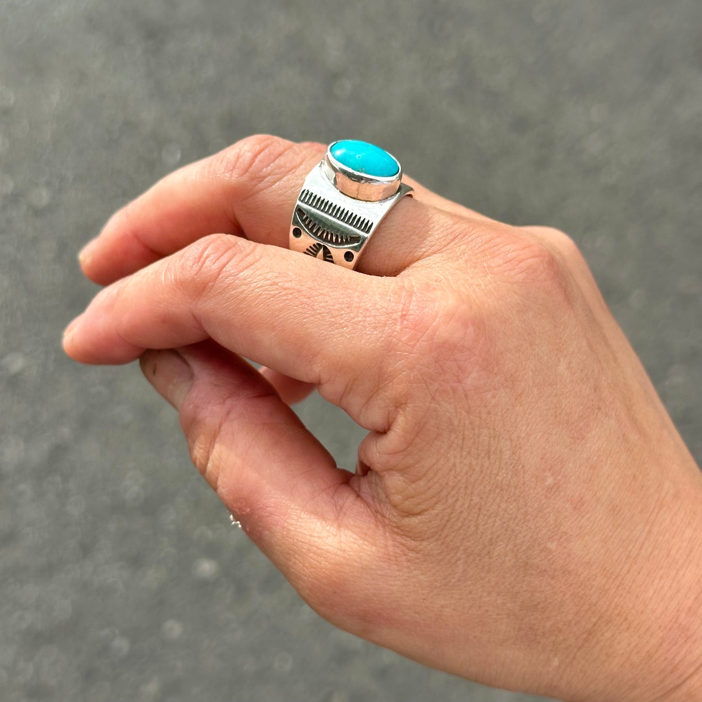 Kingman Turquoise Cigar Ring {9.5}