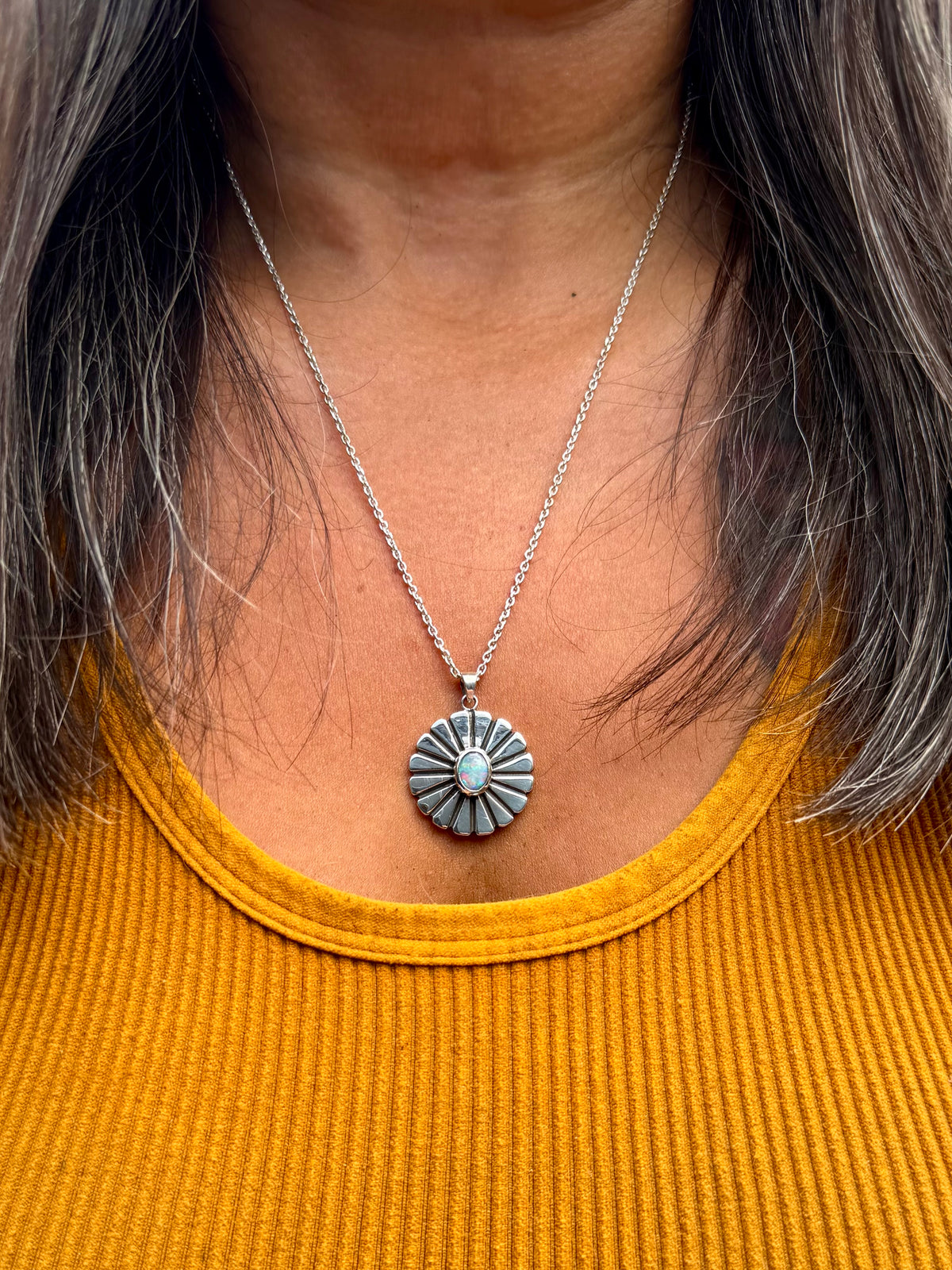 Australian Opal Mini Sun Medallion Necklace