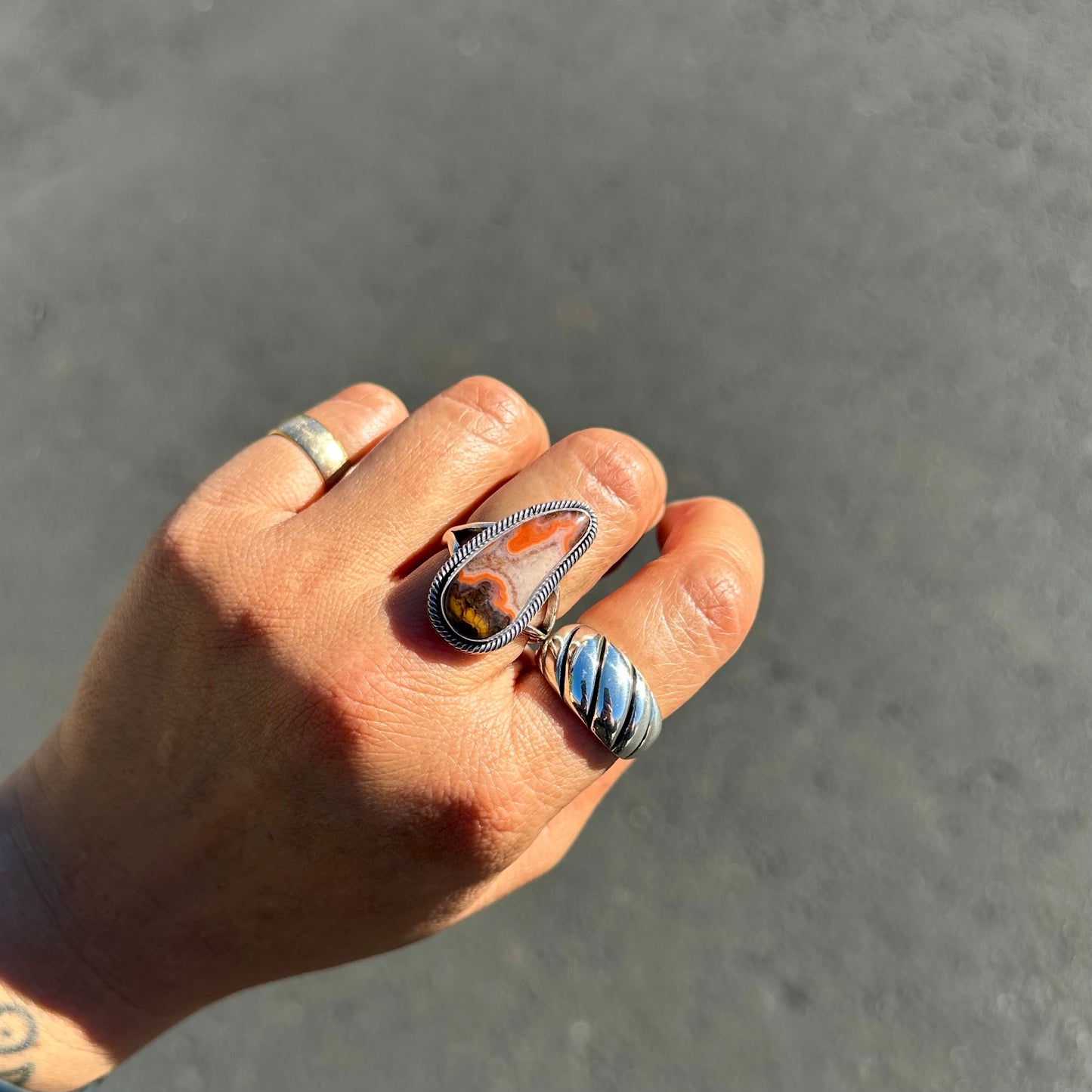 Moroccan Seam Agate Ring {8.5}