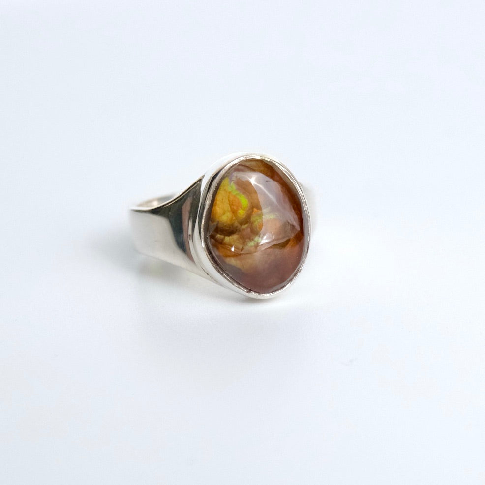 Mexican Fire Agate Ring {8}