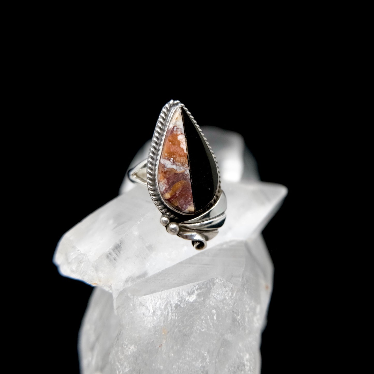 Onyx and Wild Horse Intarsia Statement Ring {8}
