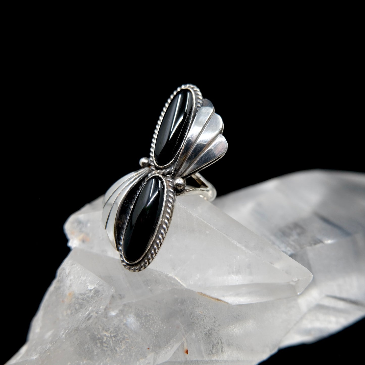 Double Onyx Statement Ring {7.5}