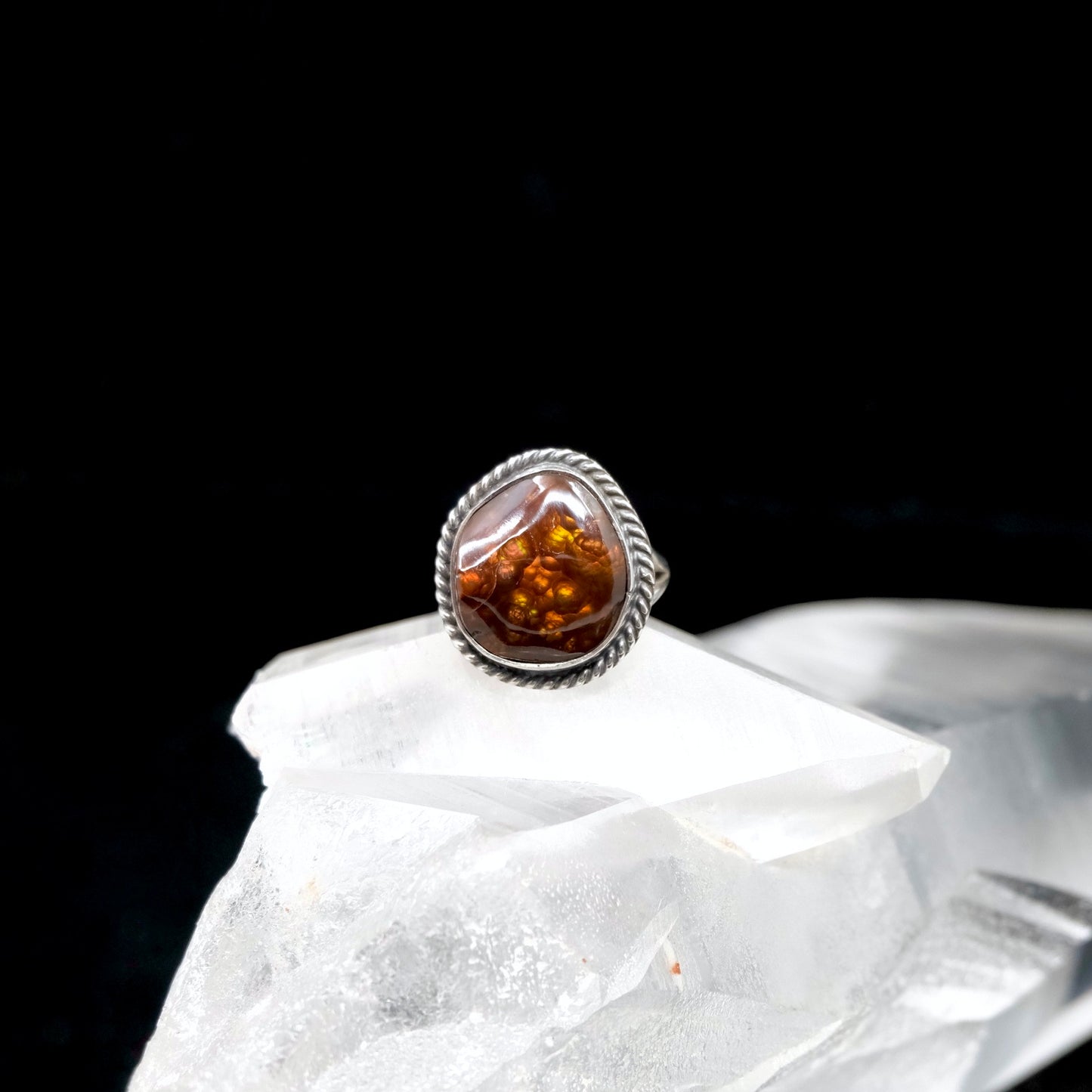 Mexican Fire Agate Ring {7}
