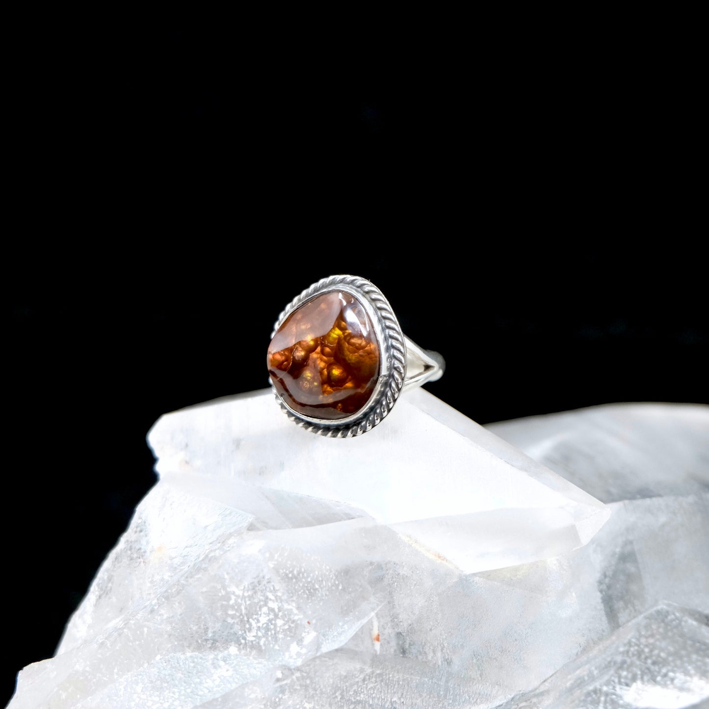 Mexican Fire Agate Ring {7}