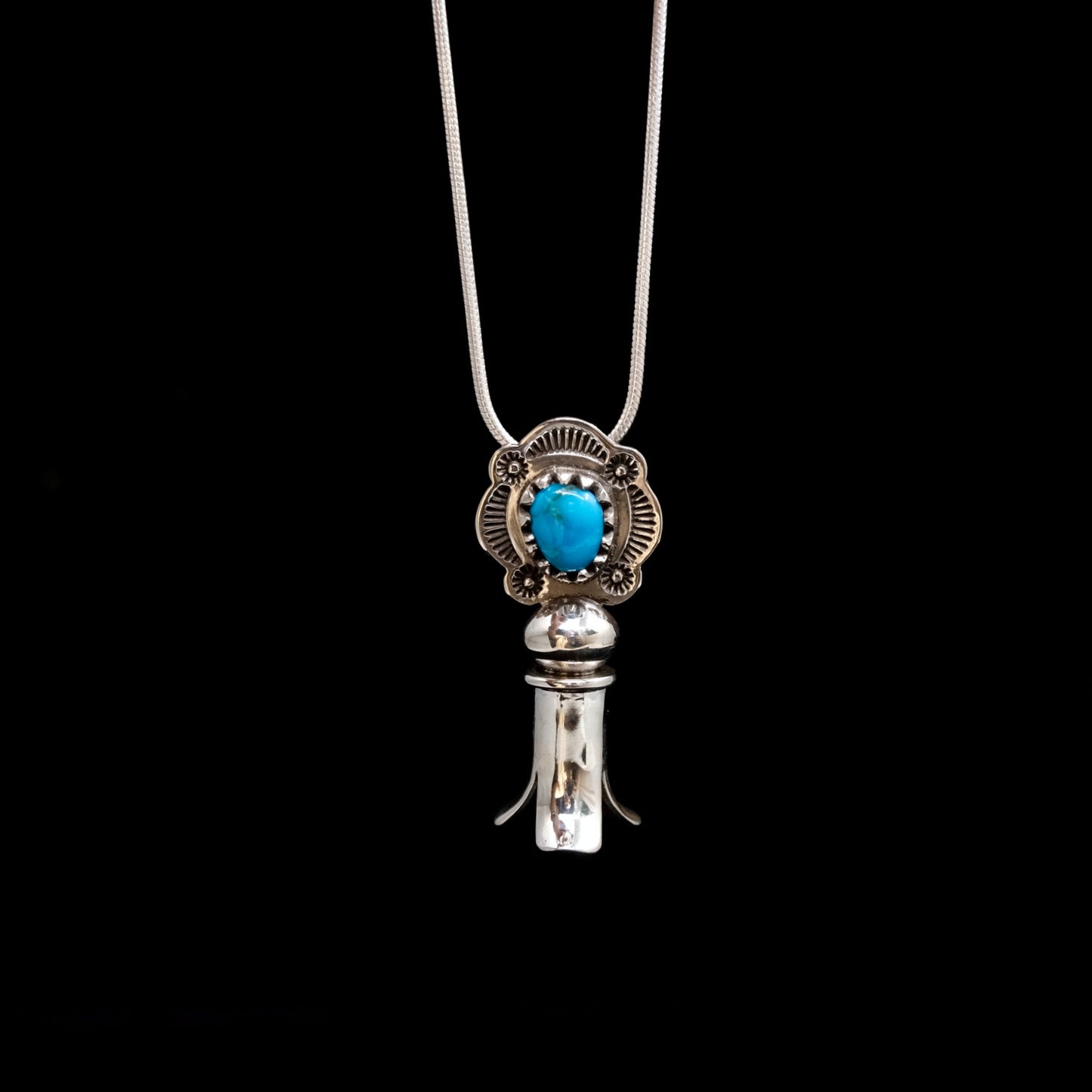 Kingman Squash Blossom Pendant Necklace