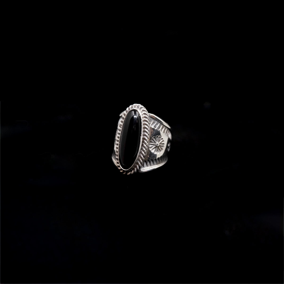 Onyx Cigar Band Ring {8}