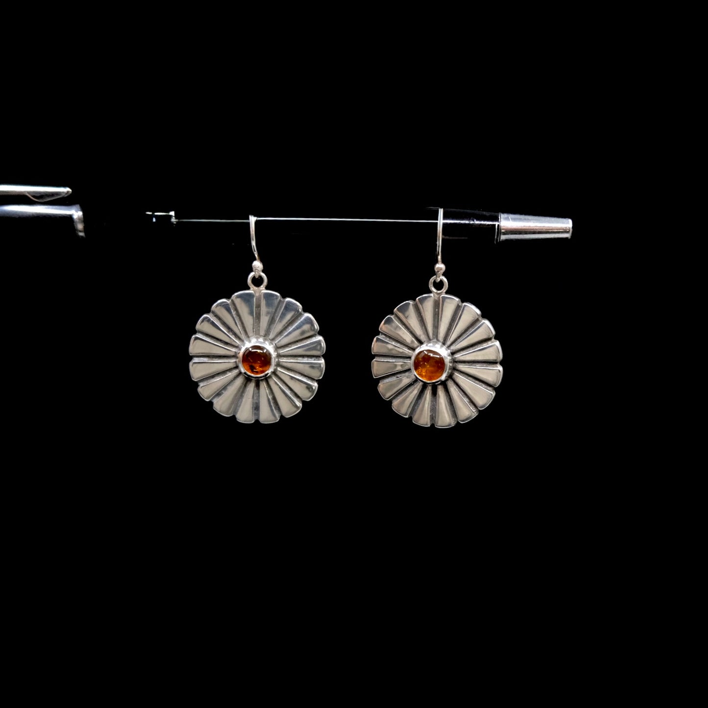 Amber Sun Medallion Earrings