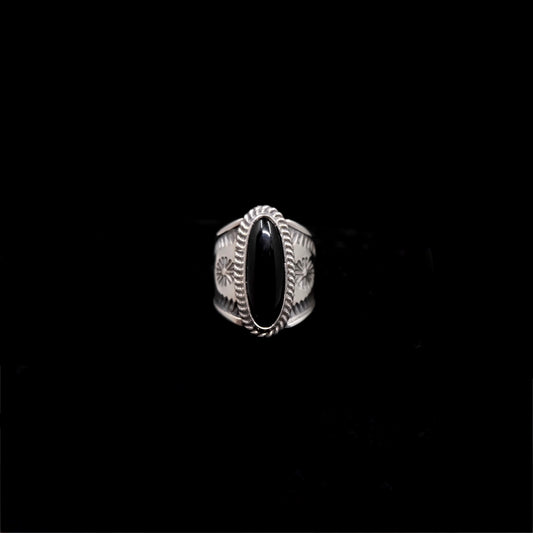 Onyx Cigar Band Ring {8}