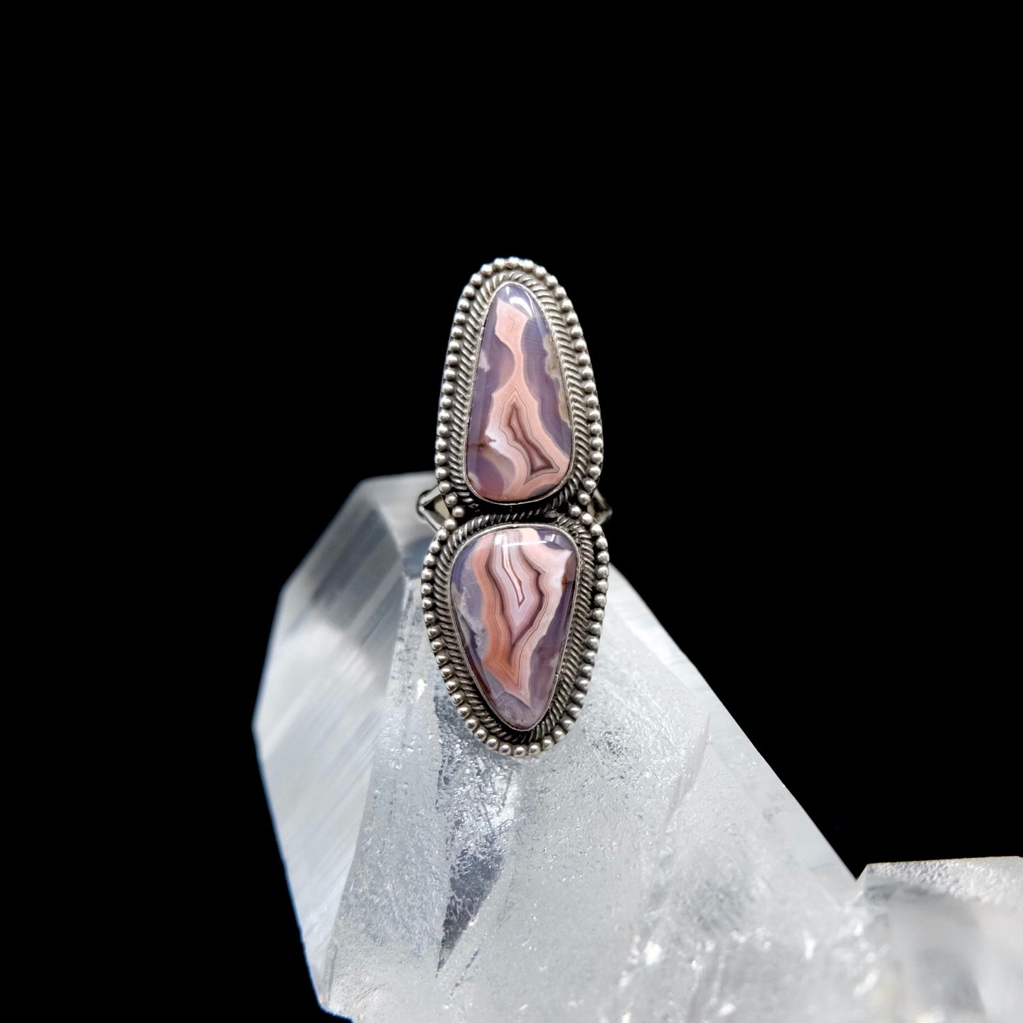 Purple Passion Agate Double Stone Statement Ring {8.5}