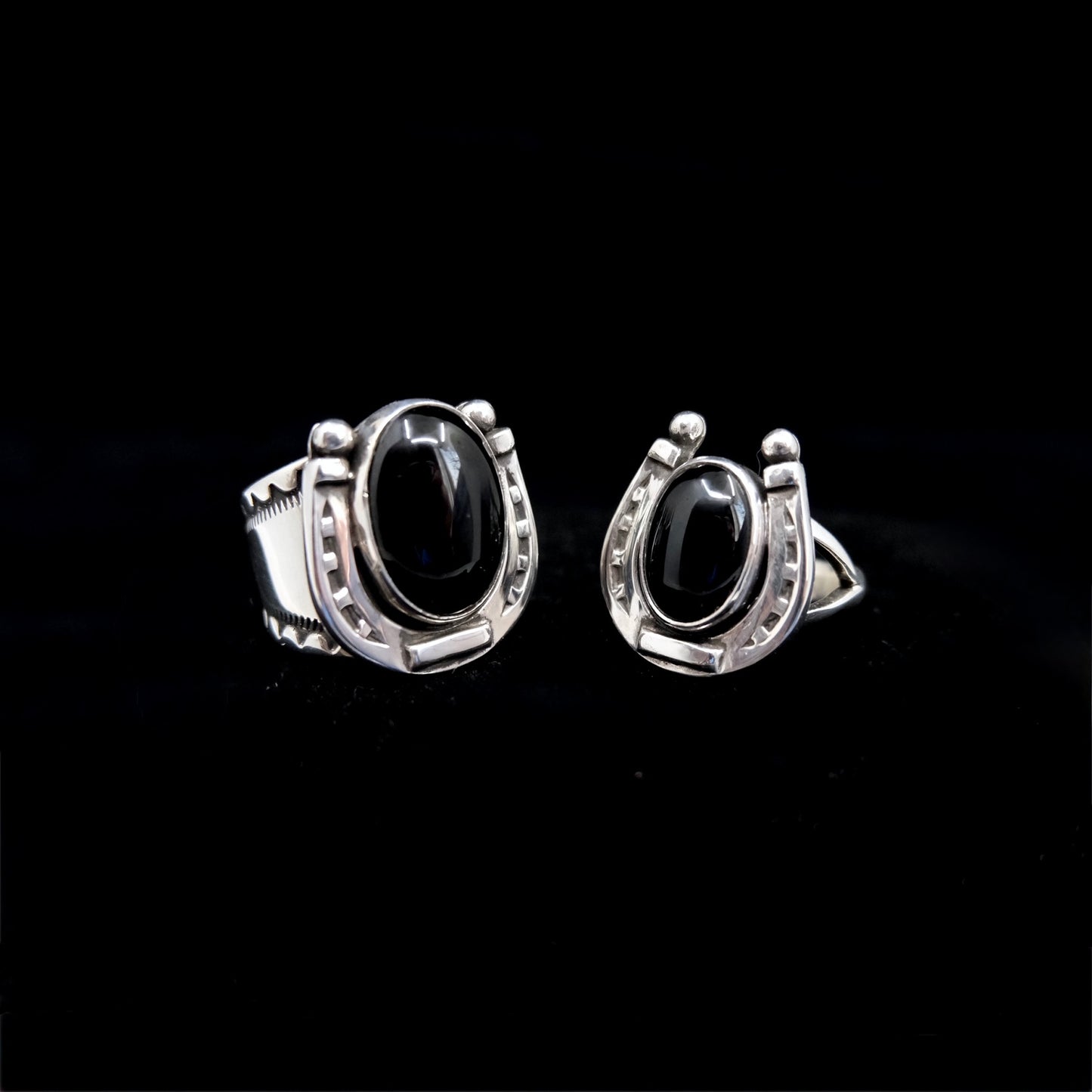 Custom His and Hers Onyx Good Luck Rings