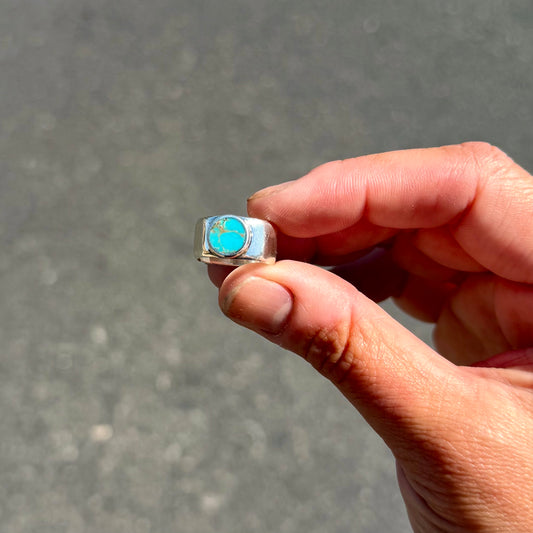 Turquoise Wide Band Ring {4}