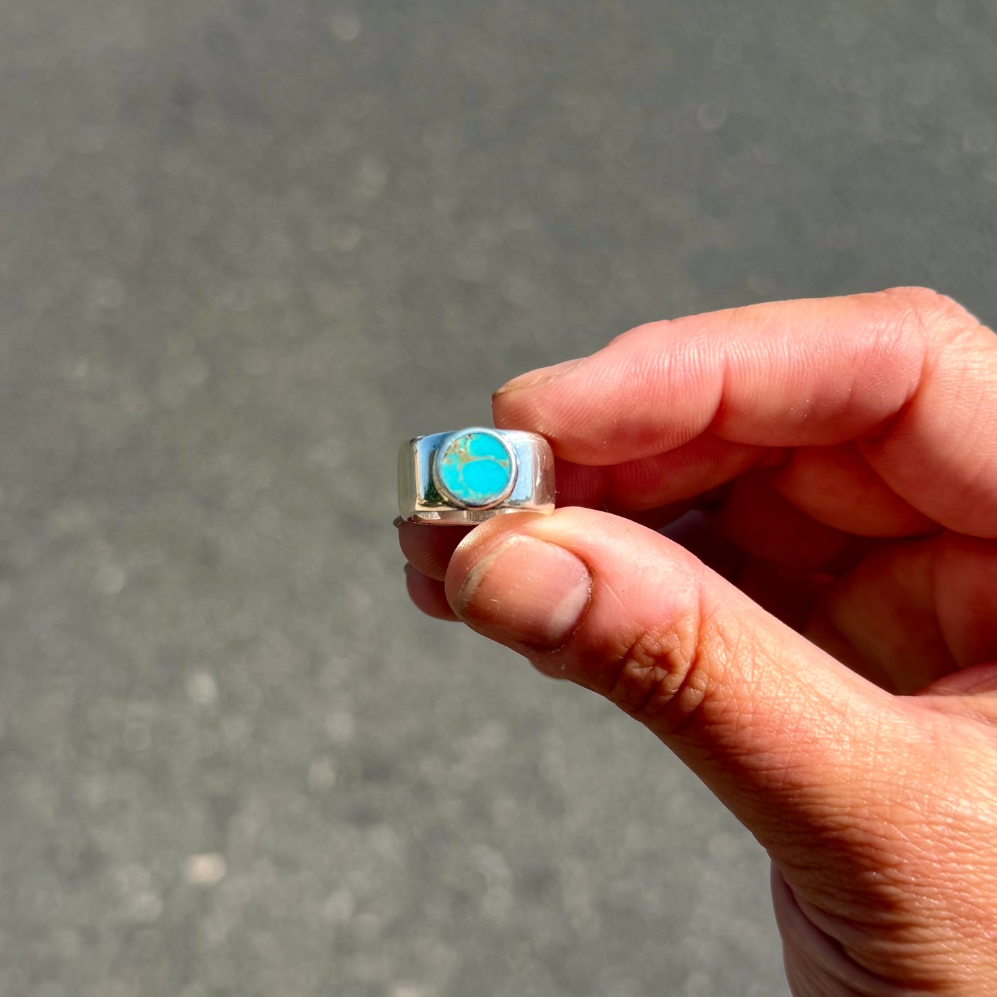 Turquoise Wide Band Ring {4}