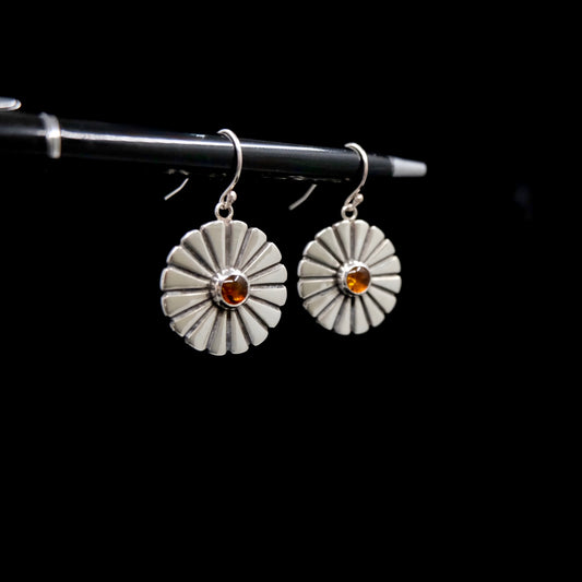Amber Sun Medallion Earrings