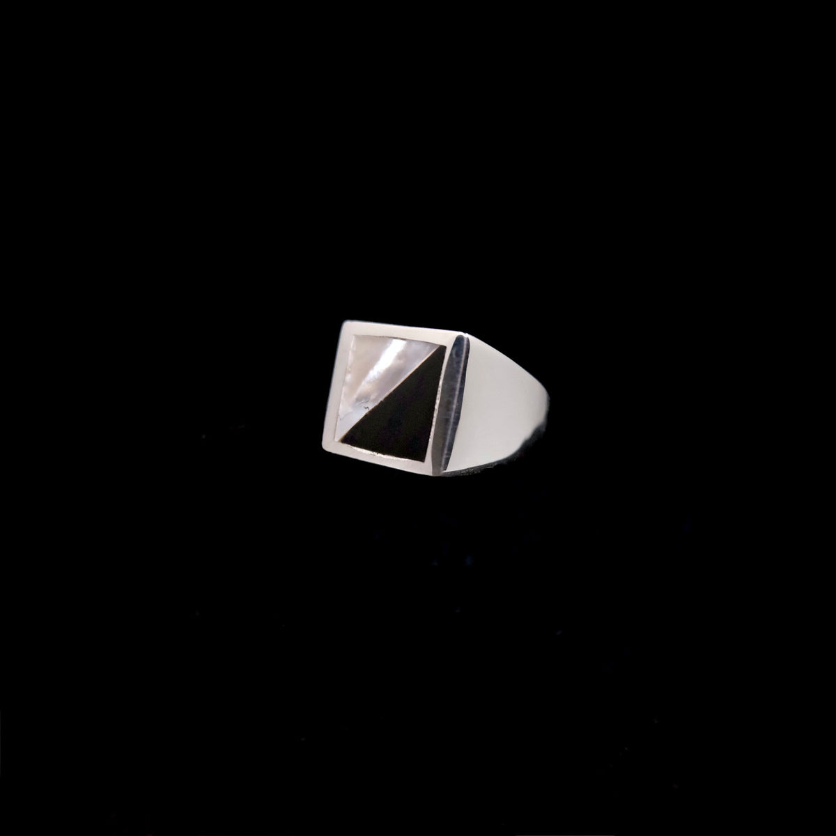 Onyx/MOP Square Signet Ring {7}