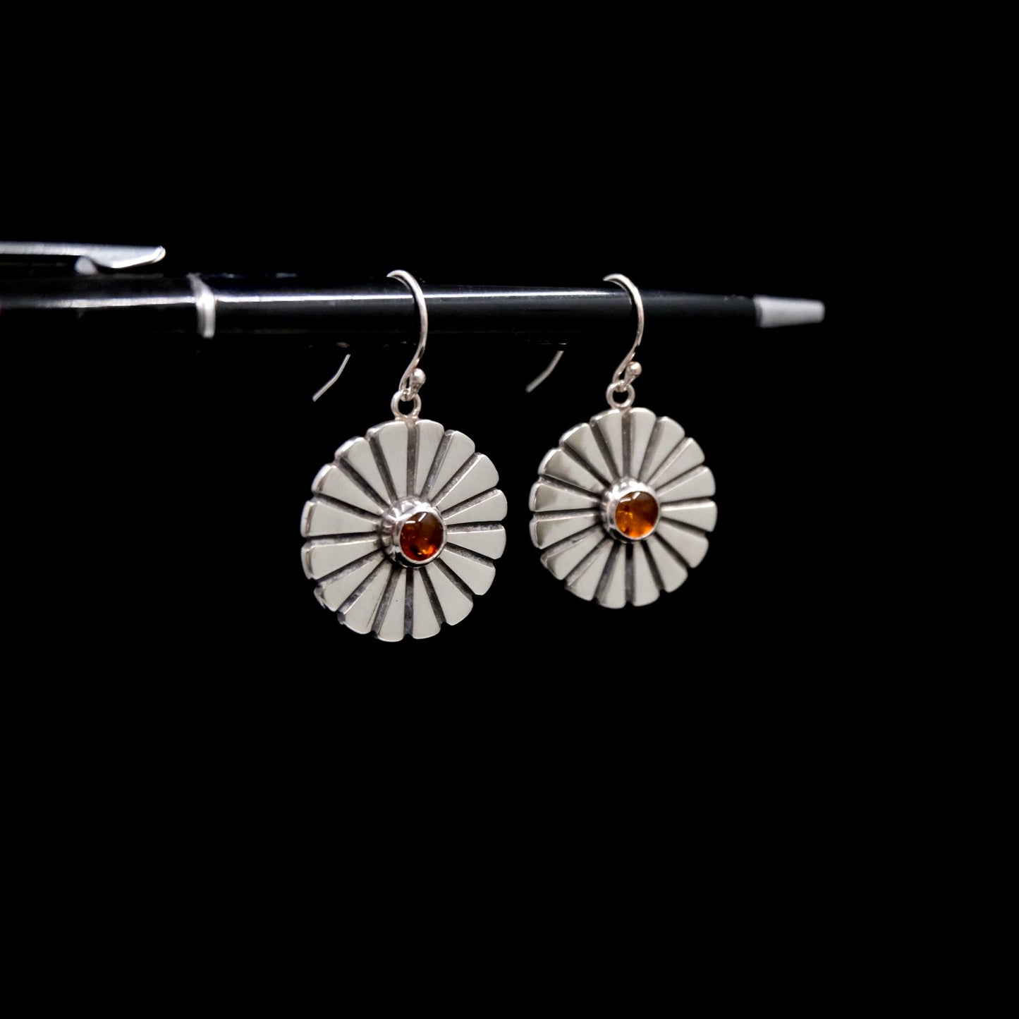 Amber Sun Medallion Earrings