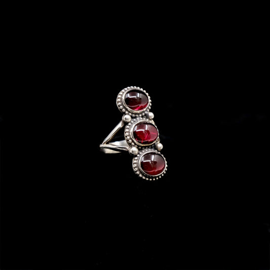 Garnet Triple Totem Ring {7}