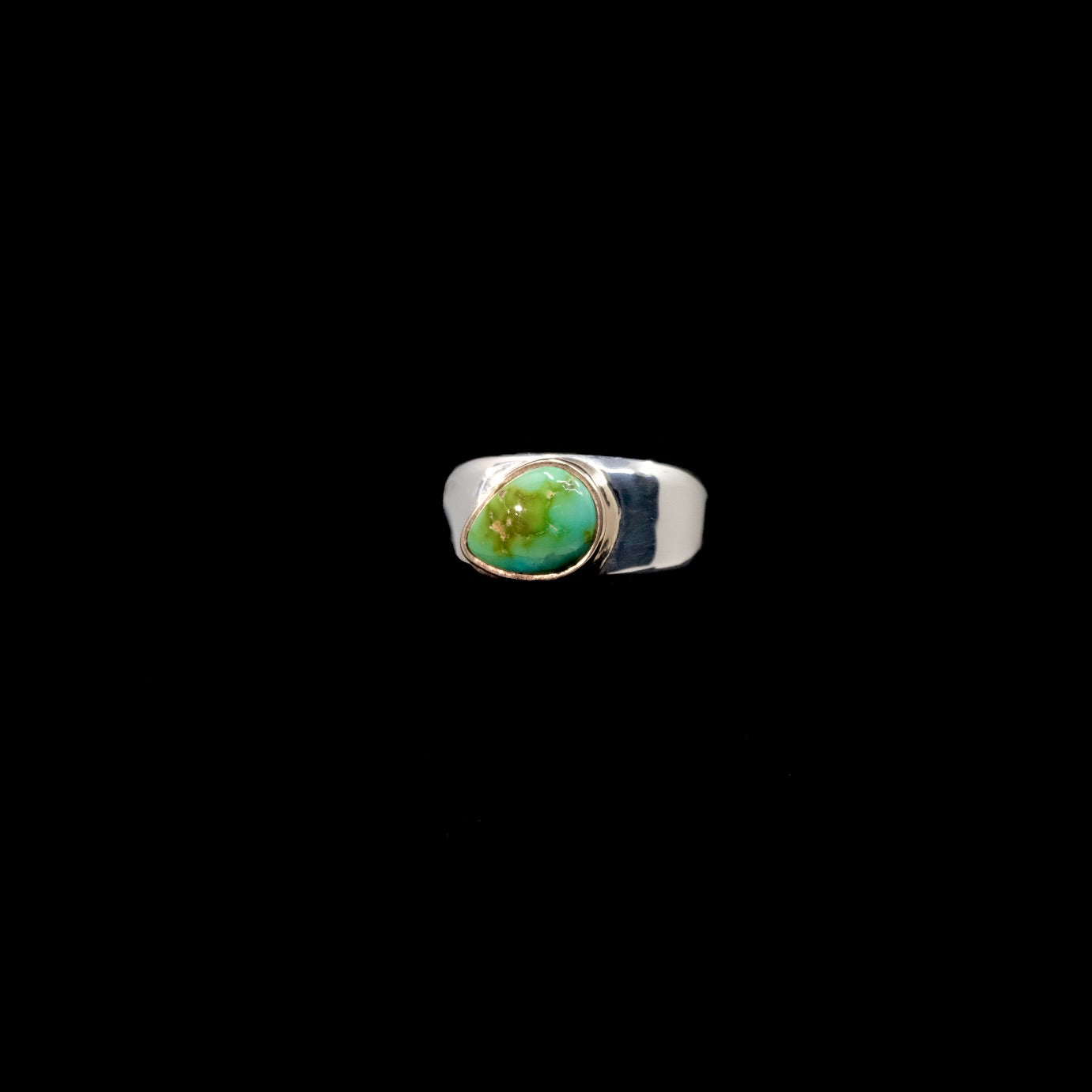 Sonoran Mountain Turquoise Signet Ring with 14k Gold {8.5/8}