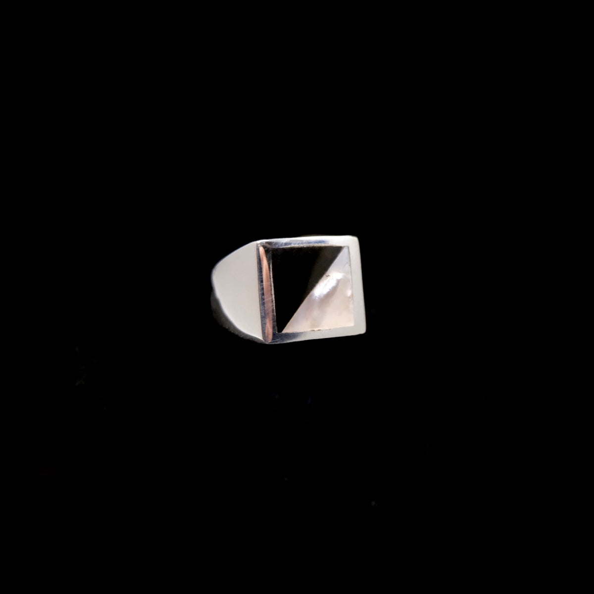 Onyx/MOP Square Signet Ring {7}