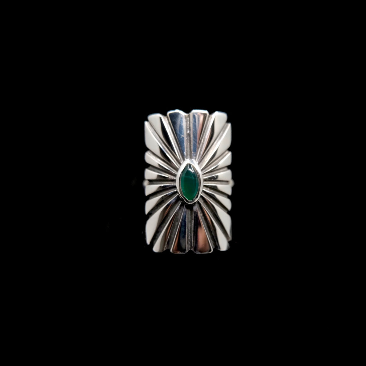 Green Onyx Concho Ring V.2 {8}
