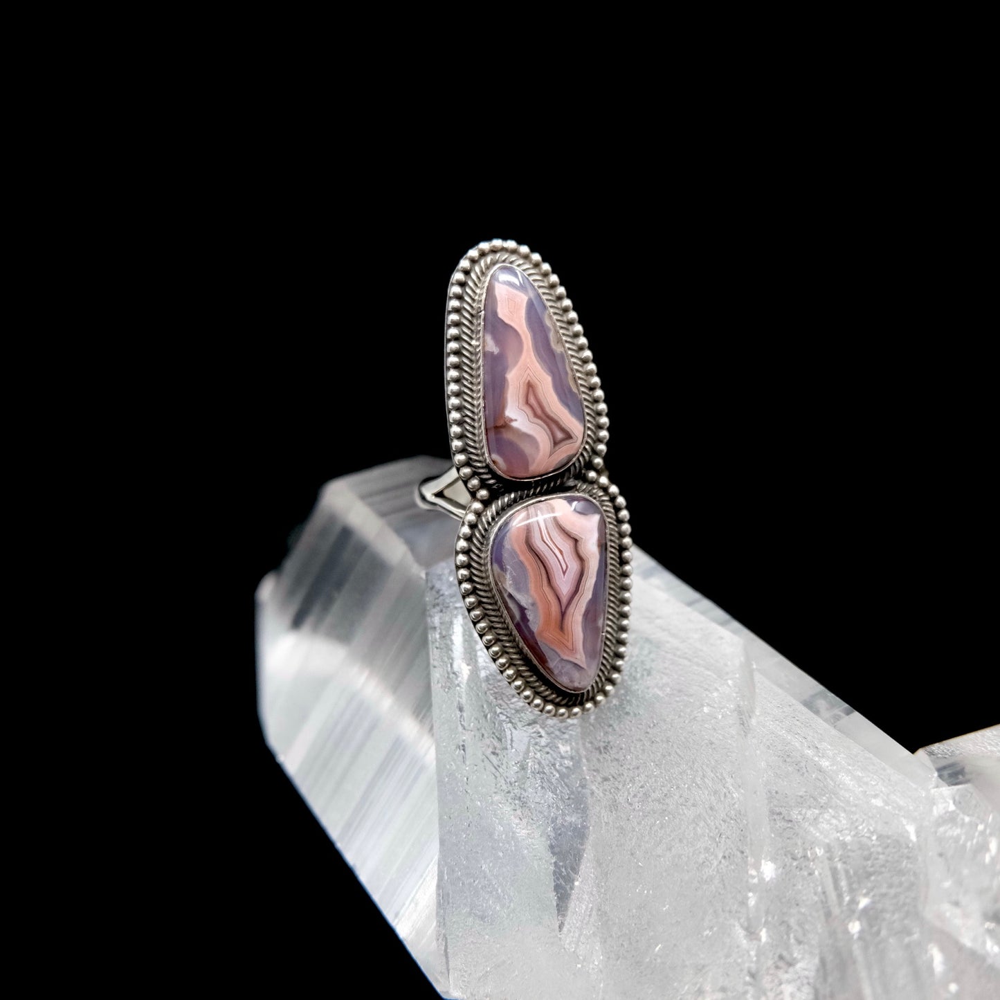 Purple Passion Agate Double Stone Statement Ring {8.5}