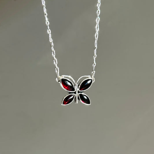Garnet Butterfly Necklace