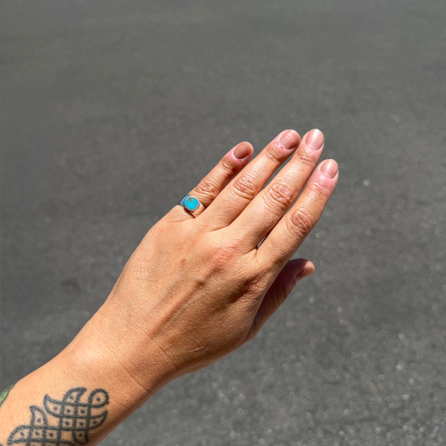 Turquoise Wide Band Ring {4}