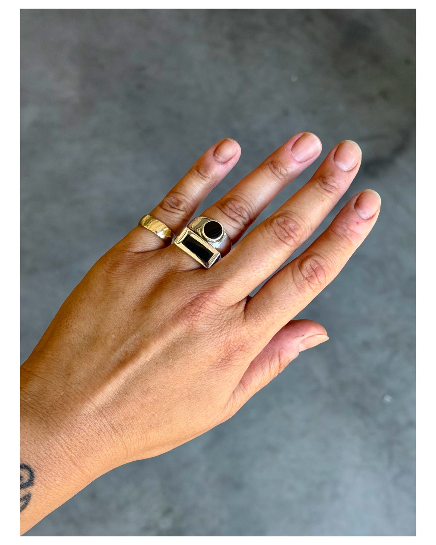 Black Onyx Rectangle Signet {7}