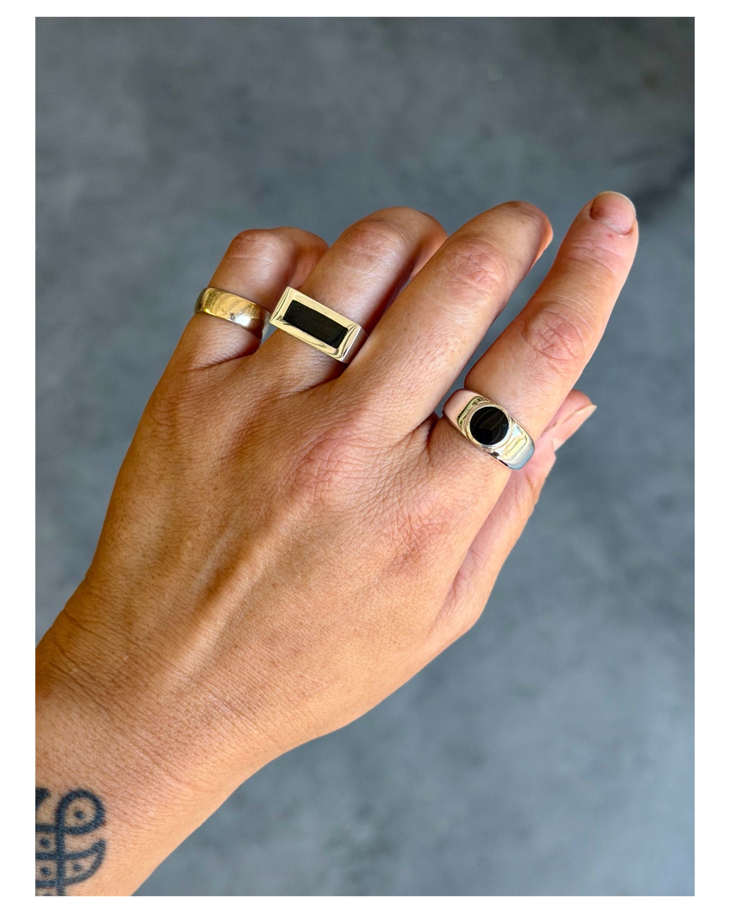 Black Onyx Rectangle Signet {7}