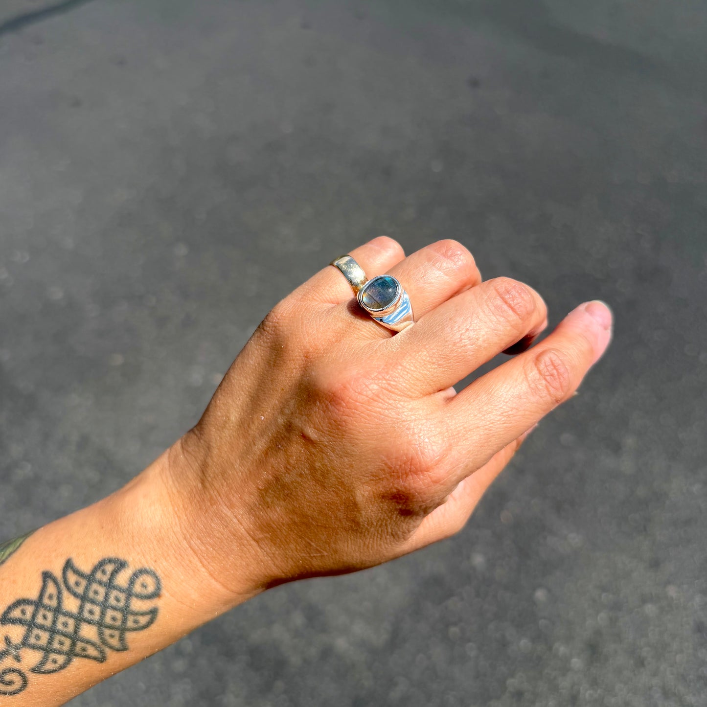Labradorite Signet Ring {6.5}