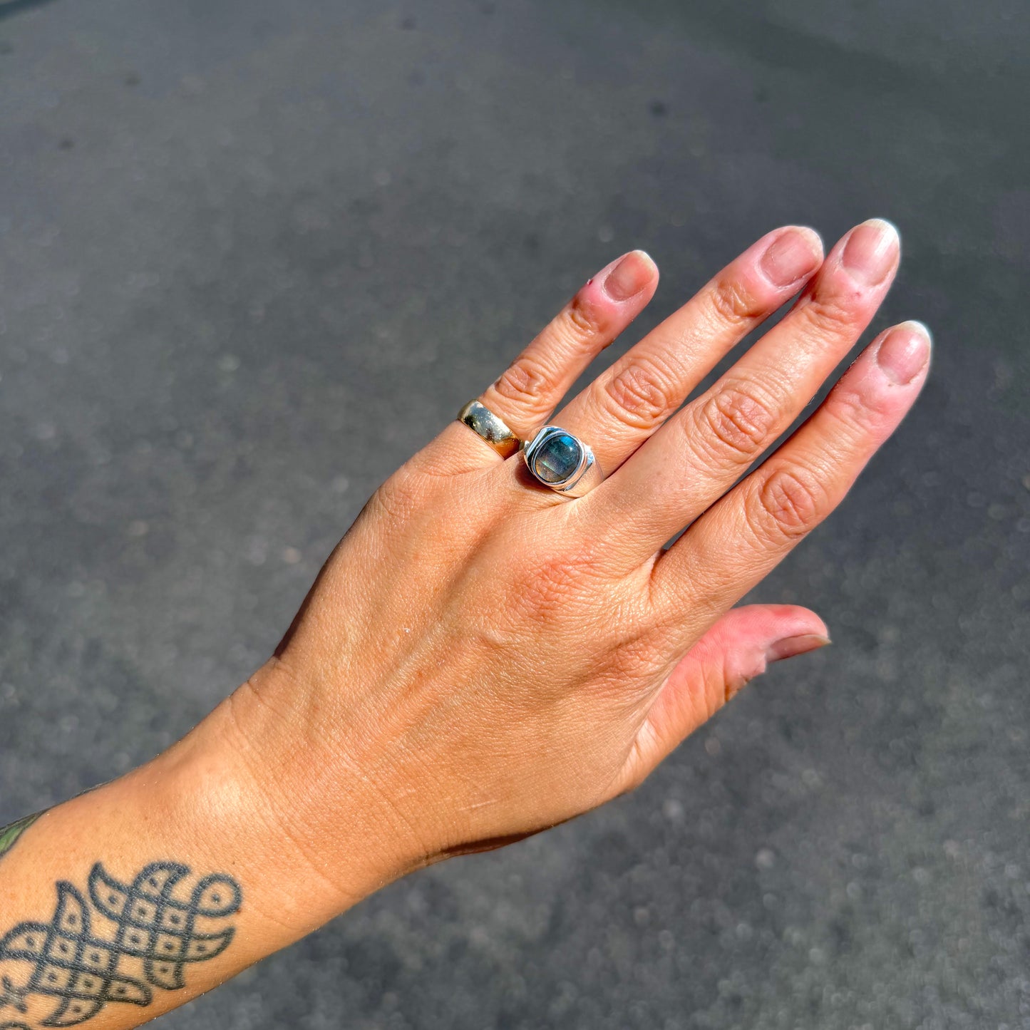 Labradorite Signet Ring {6.5}
