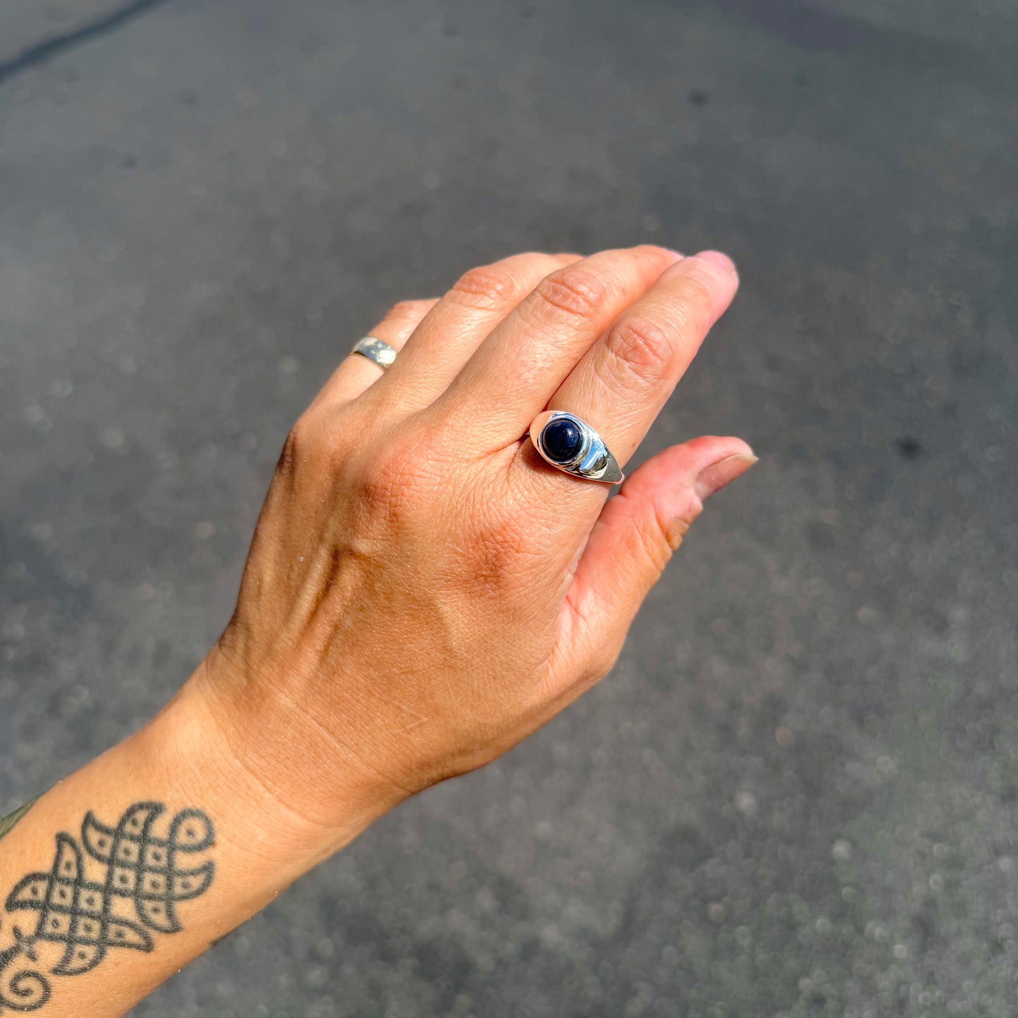 Blue Sapphire Signet Ring {8}
