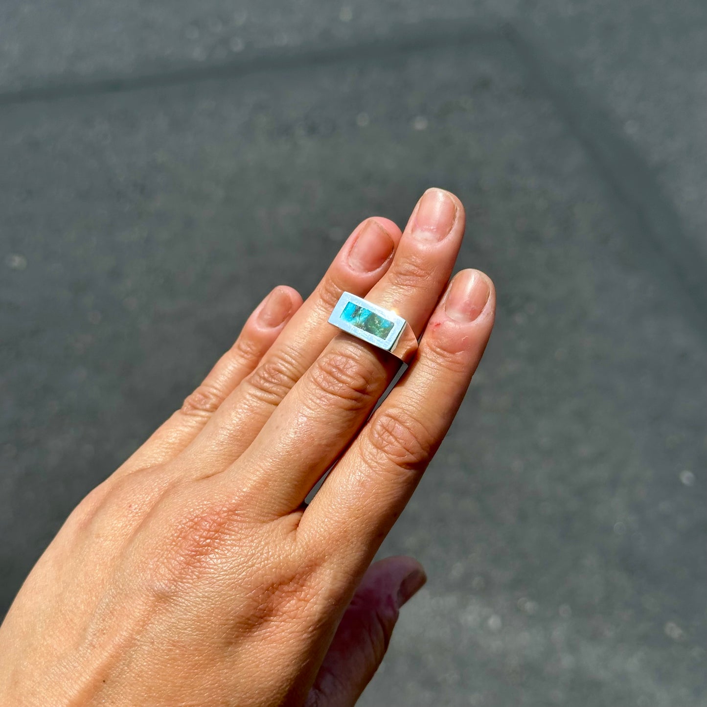 Rectangle Signet with Kingman Turquoise {6.75}