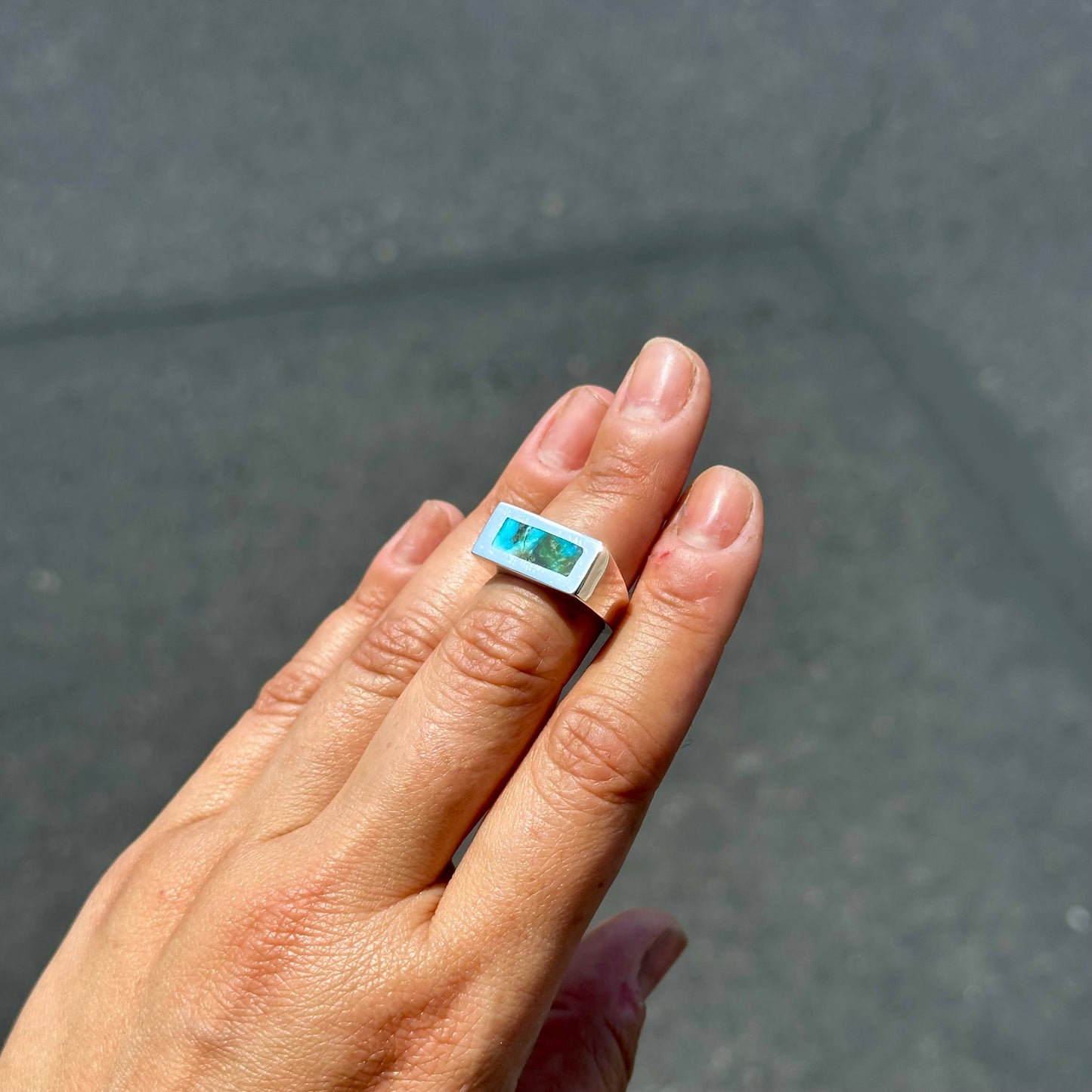Rectangle Signet with Kingman Turquoise {6.75}