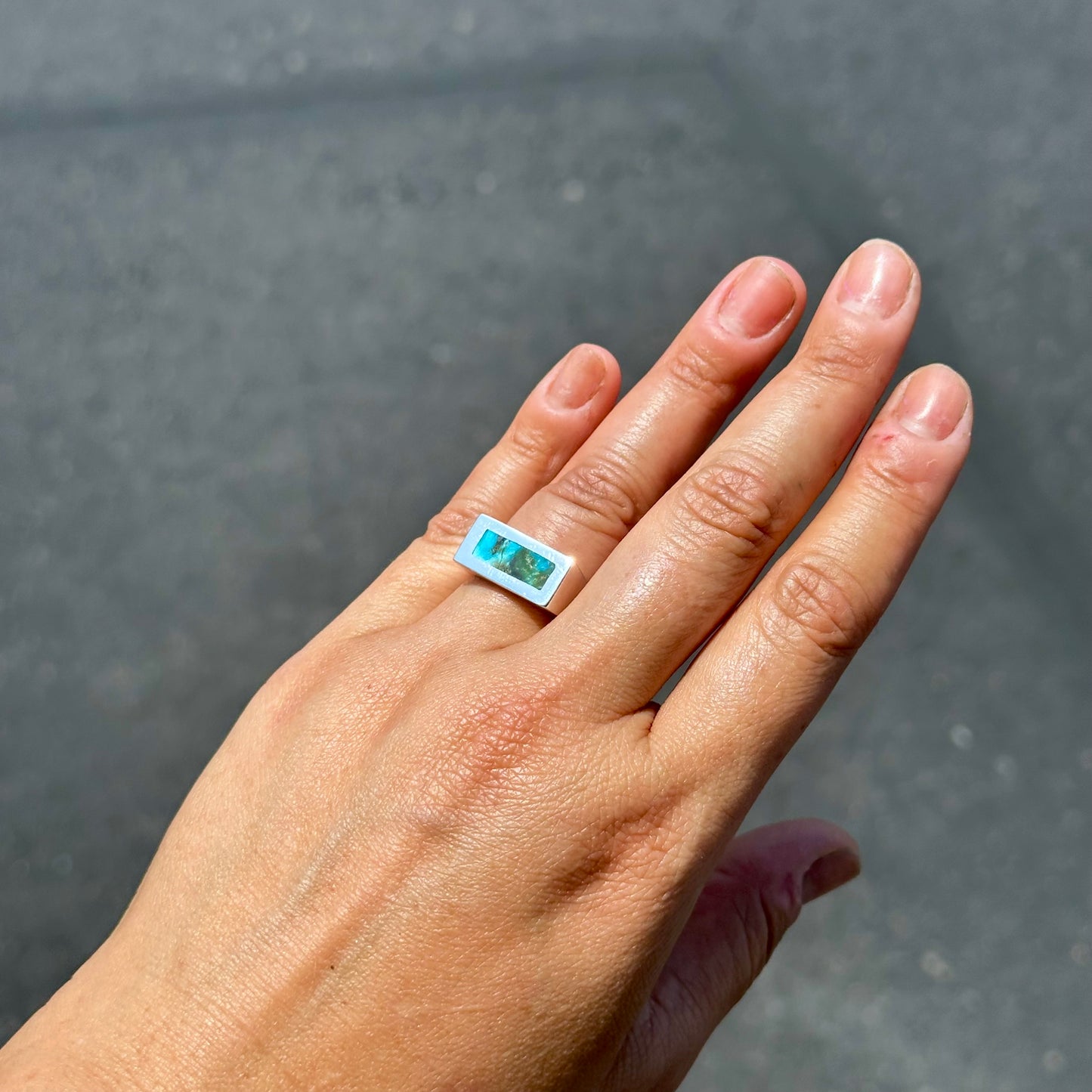 Rectangle Signet with Kingman Turquoise {6.75}