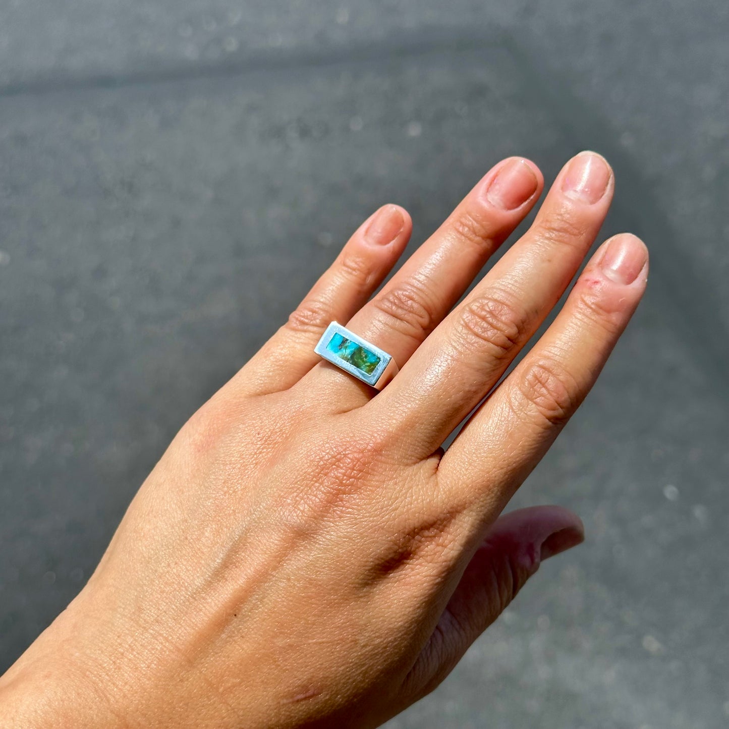 Rectangle Signet with Kingman Turquoise {6.75}